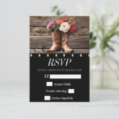 Westerne Cowboy Boots Floral Elegant Mason Jar RSVP Kaartje (Staand voorkant)