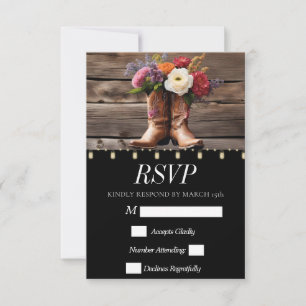 Westerne Cowboy Boots Floral Elegant Mason Jar RSVP Kaartje
