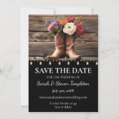Westerne Cowboy Boots Floral Elegant Mason Jar Save The Date (Voorkant)