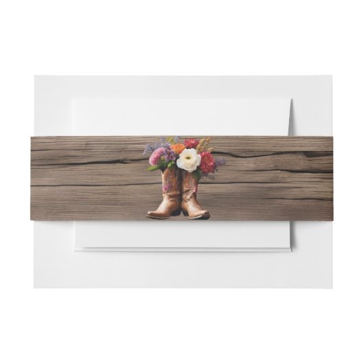 Westerne Cowboy Boots Floral Elegant Mason Jar Uitnodigingen Wikkel (Voorkant Voorbeeld)