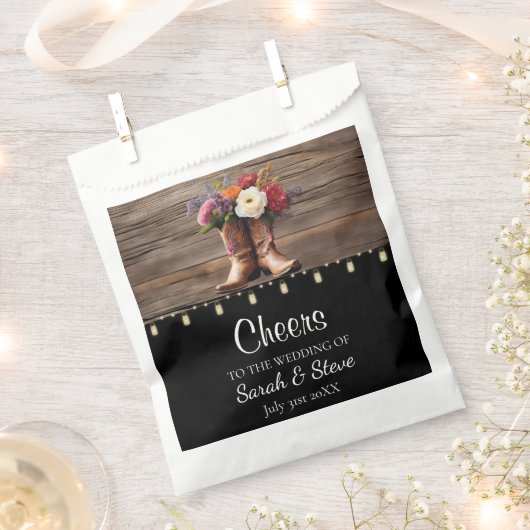 Westerne Cowboy Boots Floral Elegant Wedding Bedankzakje (Geknipt)