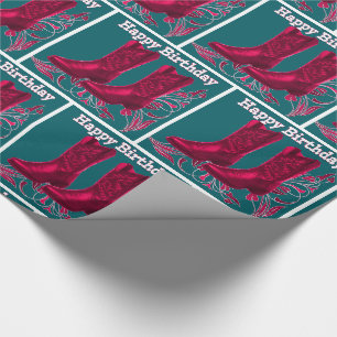 Westerne Cowboy Boots Happy Birthday Gift Wrap Cadeaupapier