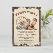 Westerne Cowboy Boots Hoedown Howdy Y'all Kaart (Staand voorkant)