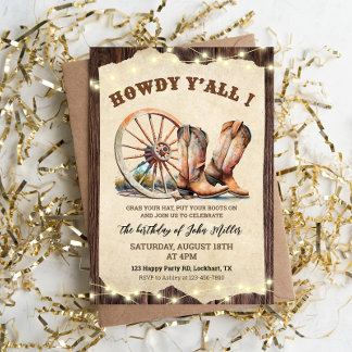 Westerne Cowboy Boots Hoedown Howdy Y'all Kaart