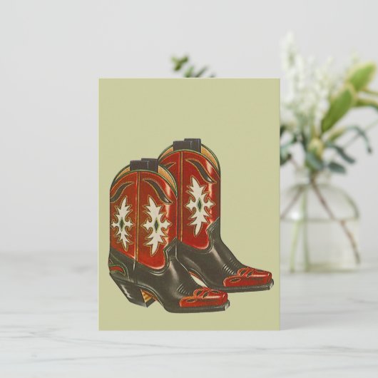 Westerne Cowboy Boots Hoedown  uitnodigingen (Staand voorkant)