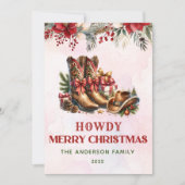 Westerne Cowboy Boots Kerstvakantie Kaart (Voorkant)