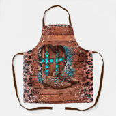 Westerne Cowboy Boots Leopard Print land Schort (Voorkant)