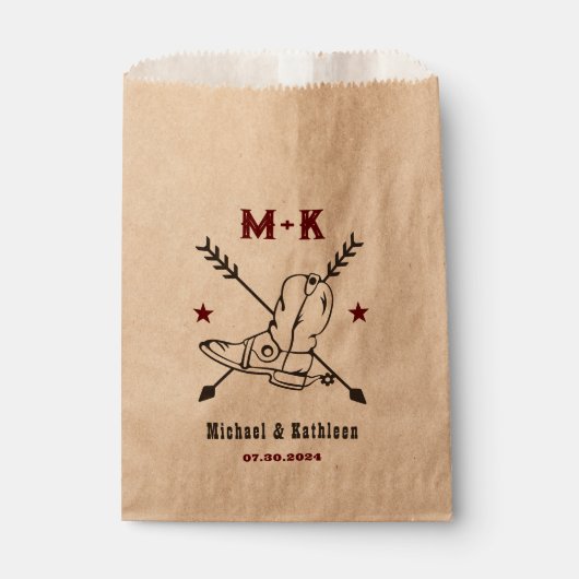 Westerne Cowboy Boots Monogram Boho Country Wedden Bedankzakje (Voorkant)