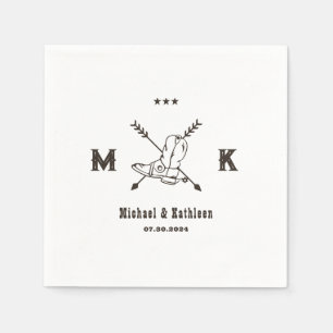 Westerne Cowboy Boots Monogram Boho Country Wedden Servet