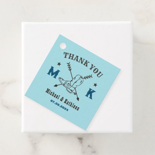 Westerne Cowboy Boots Monogram Land Weddenschap Bedankjes Labels (In situ)