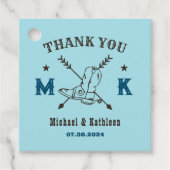 Westerne Cowboy Boots Monogram Land Weddenschap Bedankjes Labels (Voorkant)