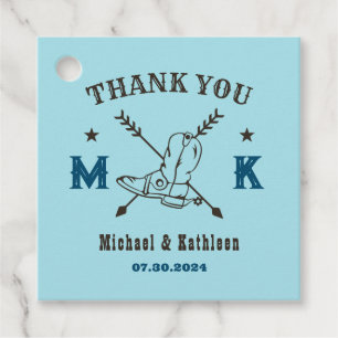Westerne Cowboy Boots Monogram Land Weddenschap Bedankjes Labels