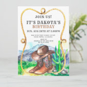 Westerne Cowboy Boots Pet Birthday Party Kaart (Staand voorkant)