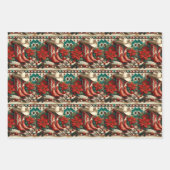 Westerne Cowboy Boots Pet en Poinsettia Kerst Inpakpapier Vel (Voorkant 2)