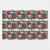 Westerne Cowboy Boots Pet en Poinsettia Kerst Inpakpapier Vel (Voorkant)