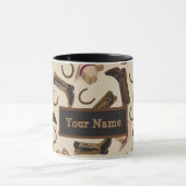 Westerne Cowboy Boots Petten Beige Naam Gepersonal Mok (Midden)