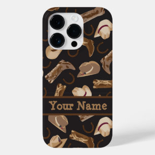 Westerne Cowboy Boots Petten Black Brown Name Case-Mate iPhone 14 Pro Hoesje