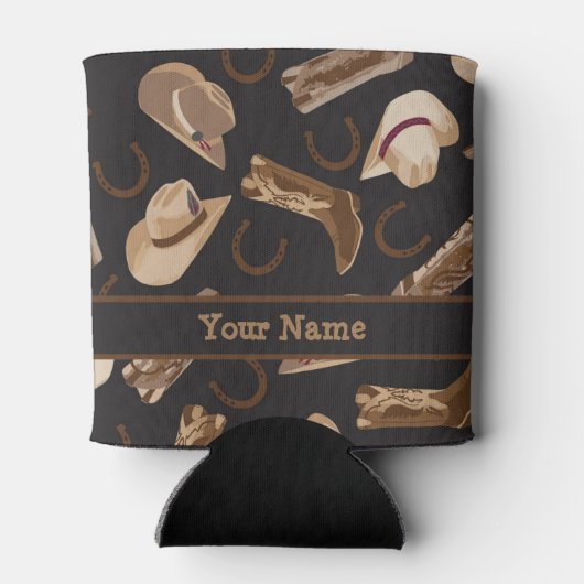 Westerne Cowboy Boots Petten Black Name Persoonlij Blikjeskoeler (Achterkant)