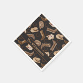 Westerne Cowboy Boots Petten Bruin Zwarte Naam Aan Servet (Hoek)