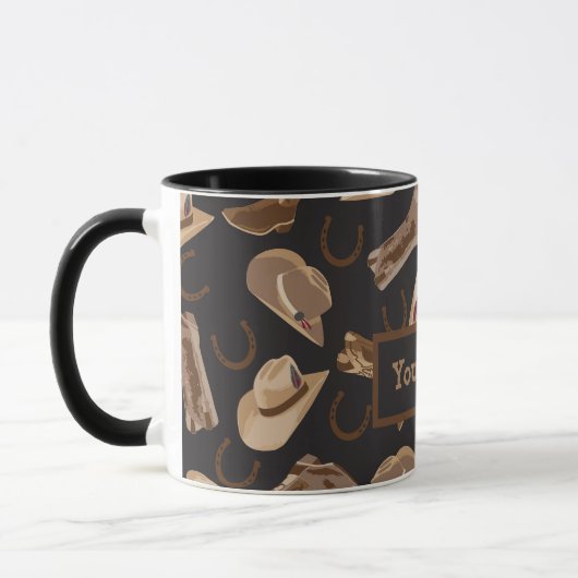 Westerne Cowboy Boots Petten Name Persoonlijk Mok (Links)