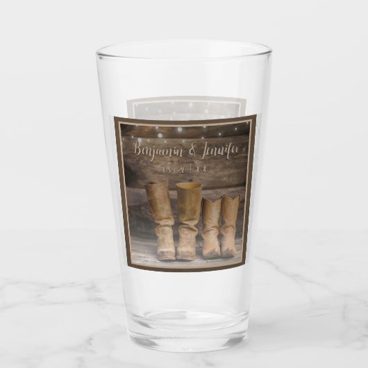 Westerne Cowboy Boots Rustic Barn Monogram Glas (Voorkant)