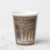 Westerne Cowboy Boots Rustic Barn Monogram Papieren Bekers (Achterkant)