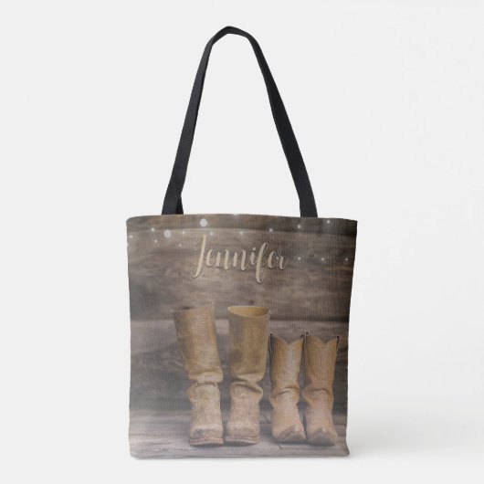 Westerne Cowboy Boots Rustic Barn Monogram Tote Bag (Achterkant)