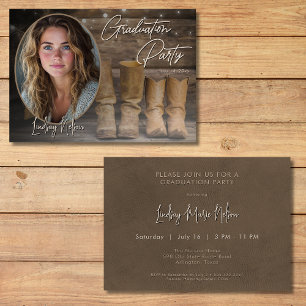 Westerne Cowboy Boots Rustieke Foto Afstudeerfeest Kaart