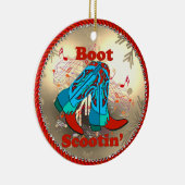 Westerne Cowboy Boots Scootin Line Dance Kerstmis Keramisch Ornament (Rechts)