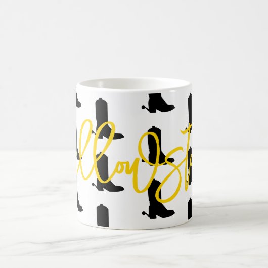 Westerne cowboy Boots Spurs Silhouette PatroonNAAM Magische Mok (Center)