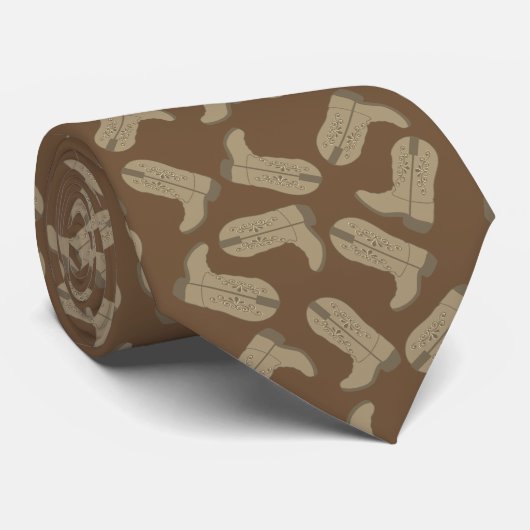 Westerne Cowboy Boots Tan Brown Necktie Stropdas (Opgerold)