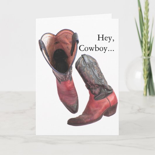 Westerne Cowboy Boots Valentijn Feestdagen Kaart (Voorkant)
