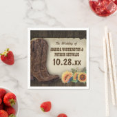 Westerne Cowboy Boots Zonnebloem bruiloft servette Servet (Insitu)