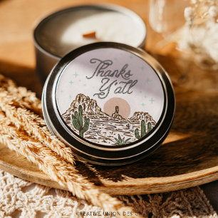 Westerne Cowboy Boy Baby shower Bedankt Y'all Ronde Sticker