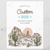 Westerne Cowboy Boy Baby shower Custom Sign (Voorkant)