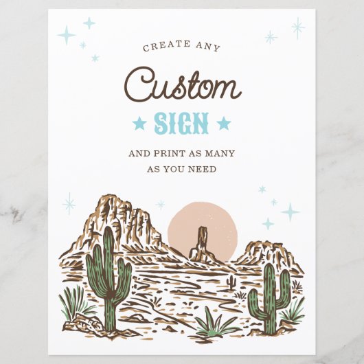 Westerne Cowboy Boy Baby shower Custom Sign (Voorkant)