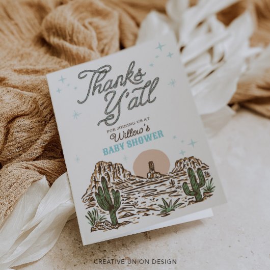 Westerne Cowboy Boy Baby shower Dank u kaarten