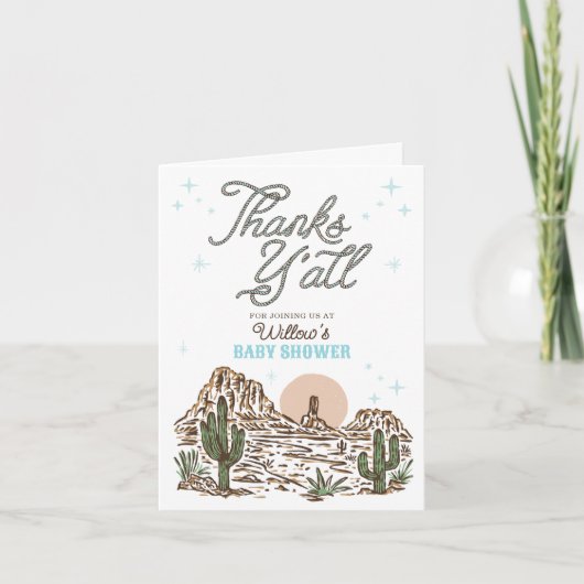 Westerne Cowboy Boy Baby shower Dank u kaarten (Voorkant)