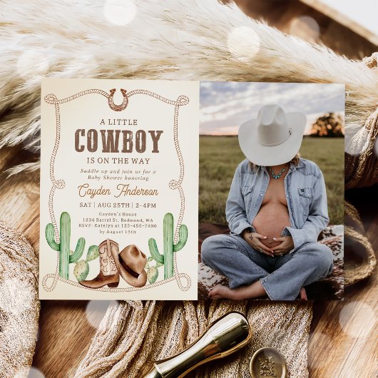 Westerne Cowboy Boy Baby shower Foto Kaart