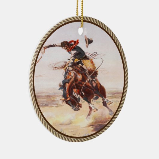  Westerne Cowboy Bronc Rider Keramisch Ornament (Rechts)