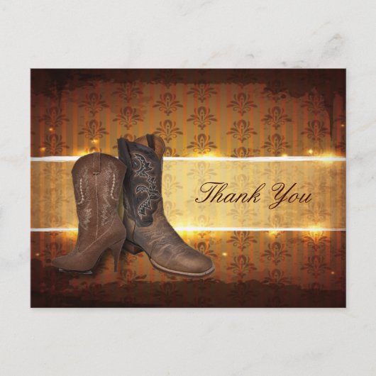 westerne cowboy bruiloft bedankt briefkaart (Voorkant)