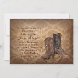 westerne Cowboy bruiloft met een bijtende vogel Kaart