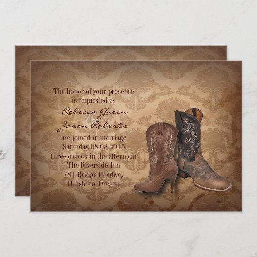 westerne Cowboy bruiloft met een bijtende vogel Kaart (Voorkant / Achterkant)