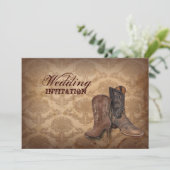 westerne Cowboy bruiloft met een bijtende vogel Kaart (Staand voorkant)