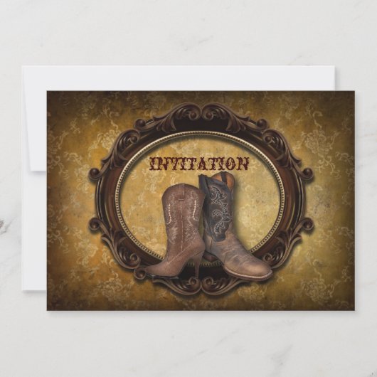 westerne Cowboy bruiloft met een bijtende vogel Kaart (Voorkant)