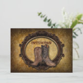 westerne Cowboy bruiloft met een bijtende vogel Kaart (Staand voorkant)