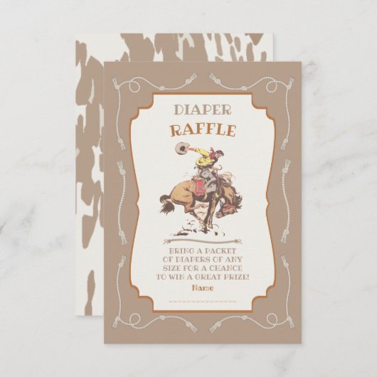 Westerne Cowboy Bucking Bronco Luier Raffle Kaart (Voorkant / Achterkant)