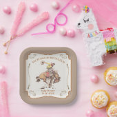 Westerne Cowboy Bucking Bronco Papieren Bordje (Feest)