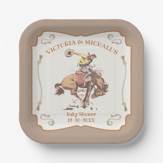 Westerne Cowboy Bucking Bronco Papieren Bordje (Voorkant)