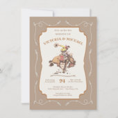 Westerne cowboy Bucking Bronco Wedding Kaart (Voorkant)